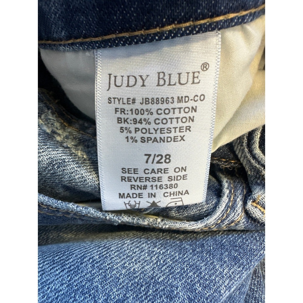 Judy Blue Wide Leg High Waist Rigid Magic Destroy Hem Crop Denim Jeans 7 / 28 - Picture 7 of 16